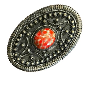 Victorian 800 silver stone brooch with stone Antique