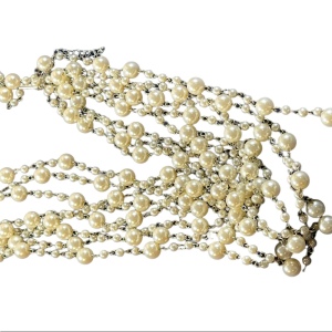 22” Multi strand faux pearl silver tone necklace