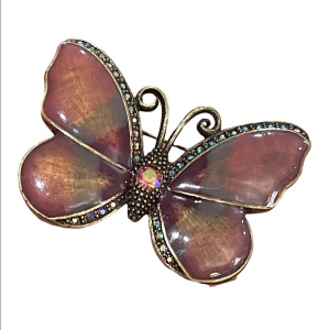 Beautiful purple rhinestone marcasite butterfly brooch