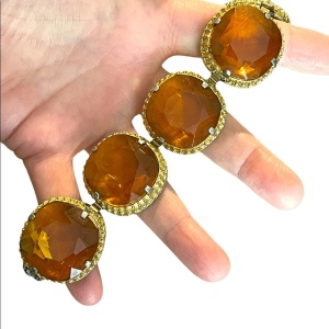 Vintage Chunky Heavy 1960s Amber glass bracelet