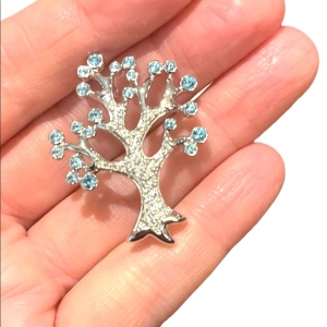 Swarovski Authentic (Swan) Crystal Blue clear TREE OF LIFE brooch Rare retired