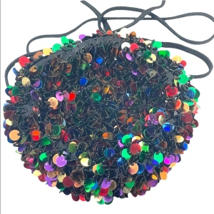 Vintage multicolor sparkle sequin round evening bag party