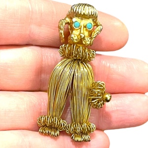 Vintage 1960s Wire work Austria Gold finish French POODLE brooch