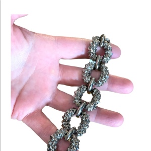 Vintage 1960s Silver nugget finish chunky heavy link bracelet