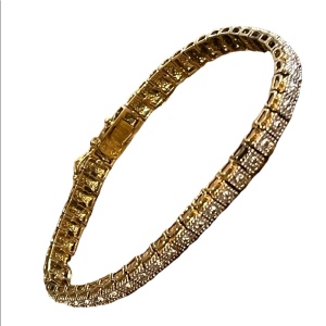 Sterling silver 925 Gold plated Diamond illusion link tennis bracelet