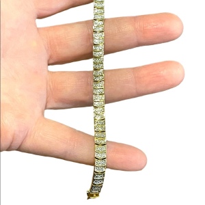 Sterling silver 925 Gold plate Diamond illusion link tennis bracelet