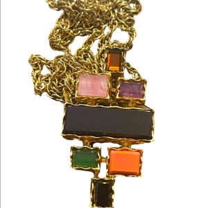 Vintage Dorlan Geometric multicolor fancy crystal necklace