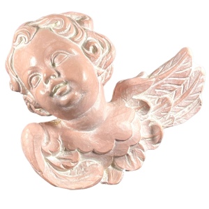 Vintage Hand painted Art Deco 3D Angel cherub wall hanging plaster SOLID heavy