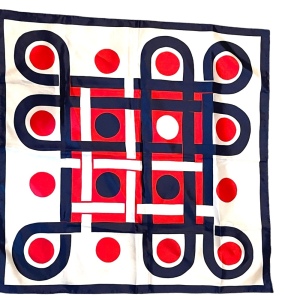 Vintage 1960s Red white & blue fancy geometric scarf nautical sailor