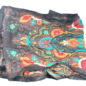 Vintage 1980s ECHO dark paisely colorful silk scarf