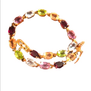 Sterling 925 Gold plated Multi gemstone bracelet