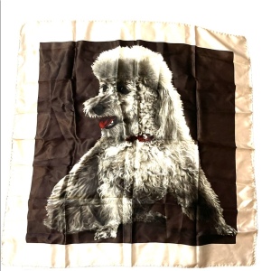 Vintage 1960s groovy POODLE dog silk scarf