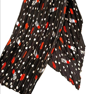 Lovely black w white polka dot scarf red lipstick and kiss poly scarf