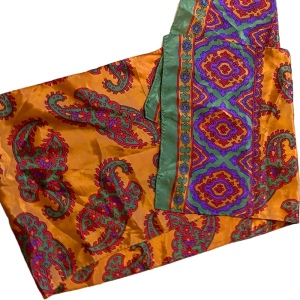 Vintage Silk orange green purple Paisley scarf ECHO