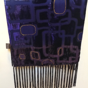 Danier Silk/Rayon fringe BOHO beauty scarf 12x60” purple