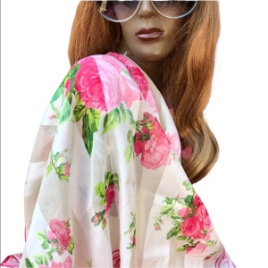 - NWT Taby poly pink flower scarf floral silky