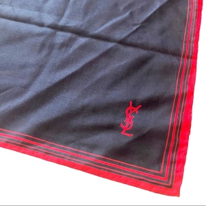 YSL Vintage black red stripe scarf 18x18” Silk