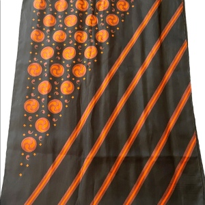 Vintage 1960s Mirsa scarf with stripe Celtic symbols Activations black & orange