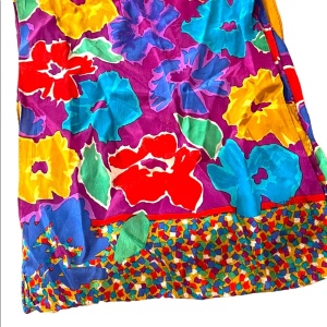 Vintage 1990s Liz Claiborne Fancy colorful silk scarf flowers abstract