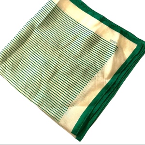 Vintage 1980s Green & white stripe square scarf ECHO Silk