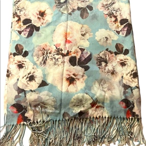 Love & Lore NWOT blue flower floral chic Wrap scarf Cover up