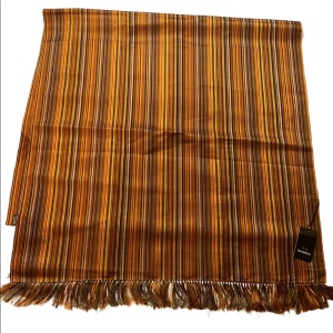 NWT Jim Thompson SILK stripe brown earth tones striped scarf wrap