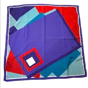 Vintage Vera Geometric 1960s Polyester Soft purple red scarf