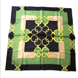 Groovy 1960s green black yellow Geometric Acetate scarf