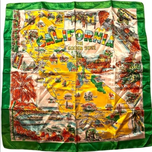 Vintage 1960s Acetate California Tourist vacation Tour Scarf