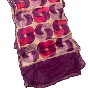 Vintage 1960s Silk Chiffon Purple pink Sheer geometric scarf wrap groovy