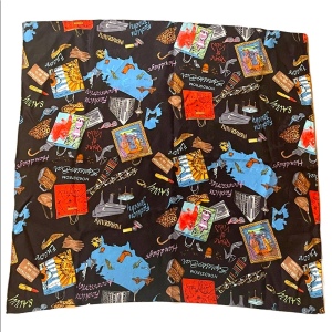 Nicole Miller Silk Printed scarf Nordstroms shopping Fashion Black colorful