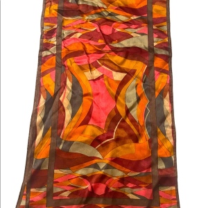 Vintage Silk Abstract Oscar De Laurenta Scarf multicolor