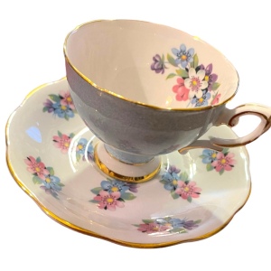 Vintage Royal Standard tea cup and saucer pastel blue floral floral England