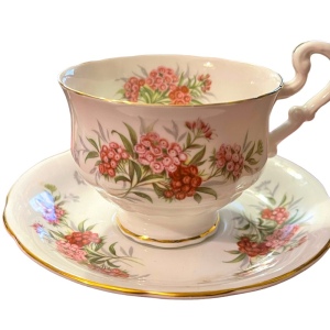 Vintage Paragon Floral flowers Fine bone china Tea cup & saucer pink