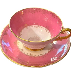 Vintage Stanley fine bone china Pink gold tea cup & saucer England