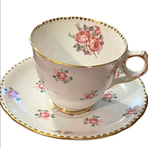 Vintage Royal Stafford fine bone china England Roses floral Te cup & saucer