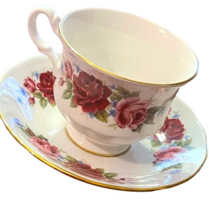 Vintage Queen Anne Cabbage rose floral flowers tea cup & saucer England