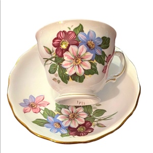 Vintage Royal Vale bone china tea cup & saucer Flowers floral set England