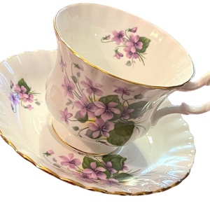 Vintage Royal Albert purple flowers floral bone china tea cup & saucer England