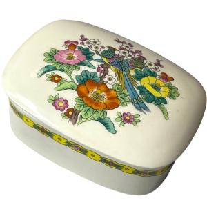 Vintage Mikasa Kutani Bird Bone China Trinket box decor ceramic