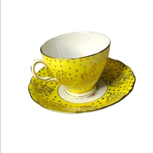 Vintage yellow floral Colclough tea cup & saucer set bone china England