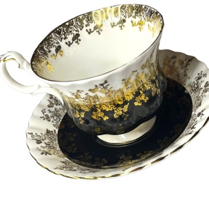 Black Royal Albert China Tea cup and Saucer Regal Series Teacup Set