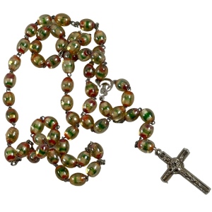 Vintage glass bead rosary prayer religious necklace Catholic Jesus Jerusalem