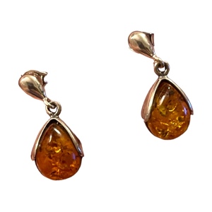 Vintage Sterling silver 925 Amber dangle earrings