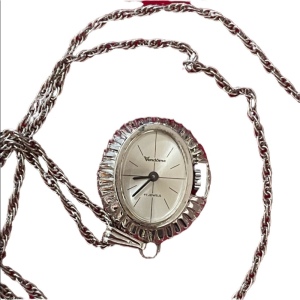 Vintage Vendome wind up silver necklace watch