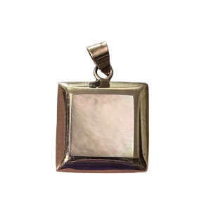 Large Sterling silver 925 MOP Mother of Pearl square necklace pendant