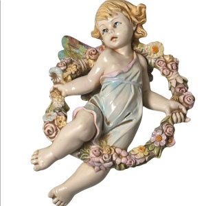 Vintage Simonetti Italian Italy resin wall angel signed cherub