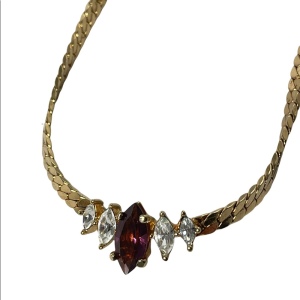 Vintage 1980s C DIOR Purple crystal choker gold finish necklace