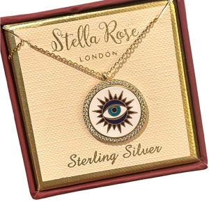 NIB Stella Rose London 18k Gold Plated Evil Eye pendant necklace