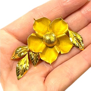 Vintage 1960s Boyd Bond 14k Gold filled flower brooch etched lovely!